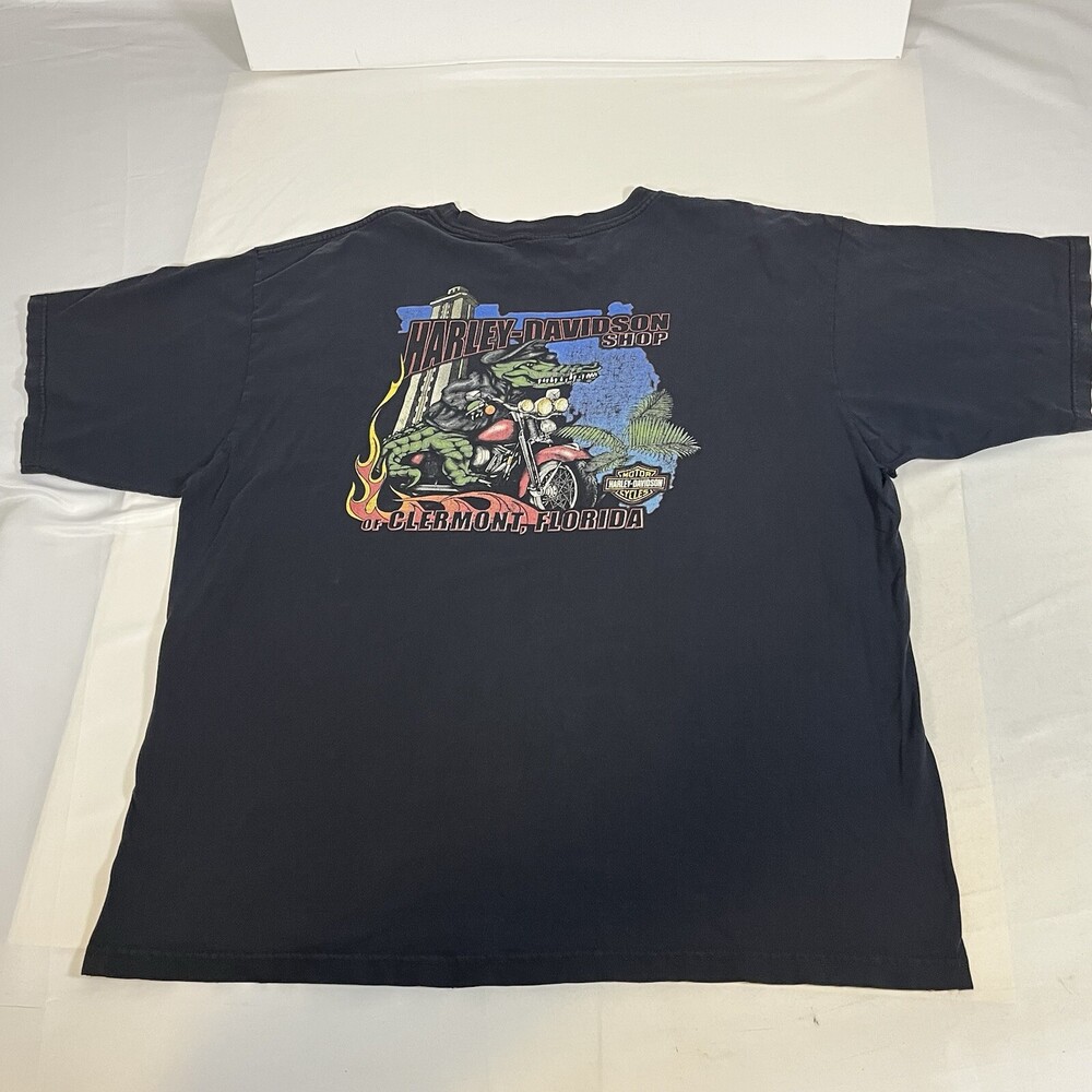 Vintage Harley Davidson Chrome Biker Holoubek Clermont Gator 90s Shirt 3XL